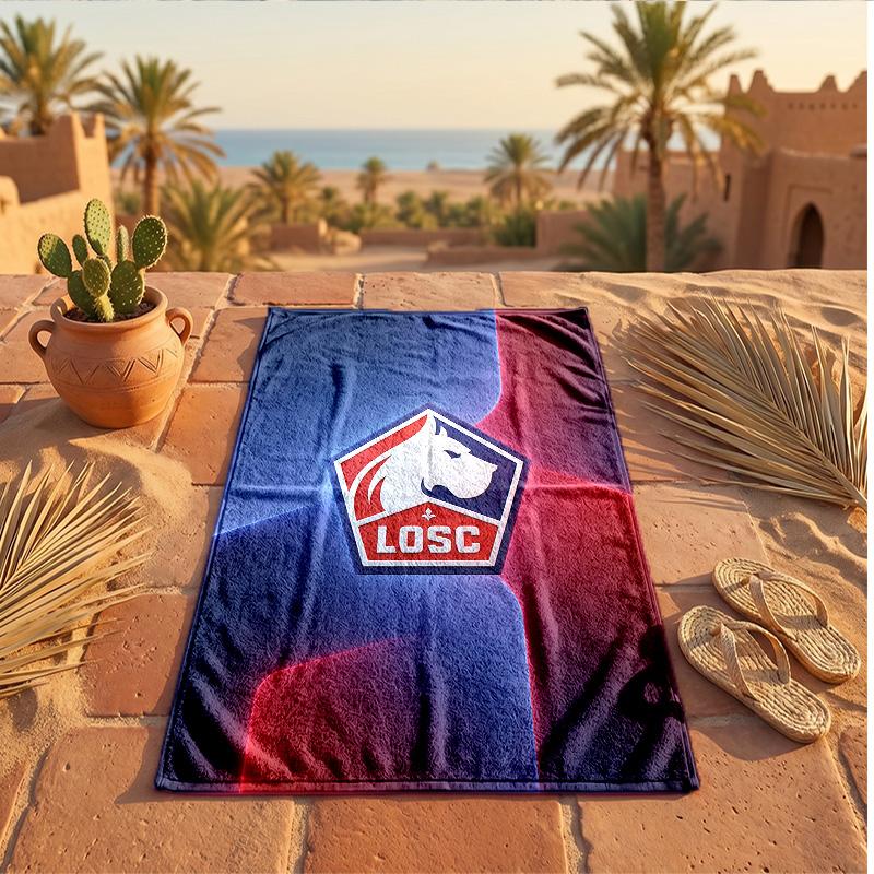 LOSC Lille FC Print Microfiber Beach Towel Quick Dry Absorbent Large Towel For Beach Swimming Travel