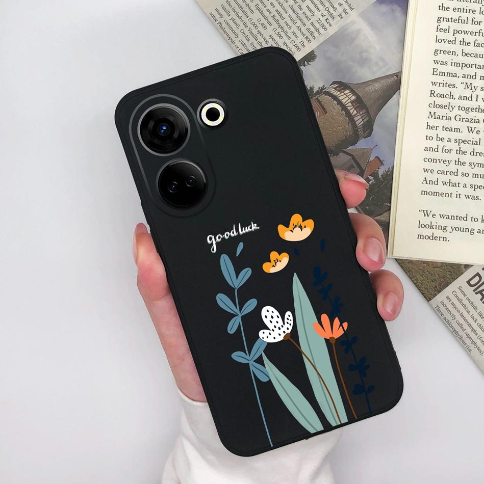 For Tecno Camon 20 Pro 4G 5G Phone Cases Cute Design Matte Silicone Shockproof Black Cover For Tecno Camon20 20Pro Bumper Capa