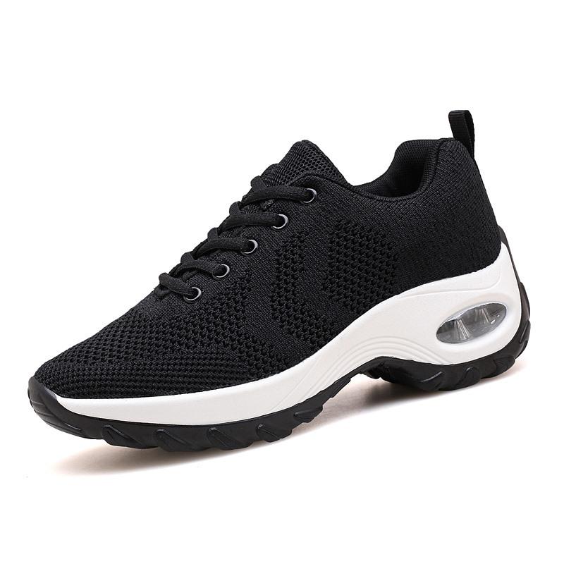 Summer New Square Dance Shoes Women'S Shoes Air Cushion Heightening Shoes Women'S Large Size Fly-Woven Breathable Dance Shoes Outdoor Sports Shoes