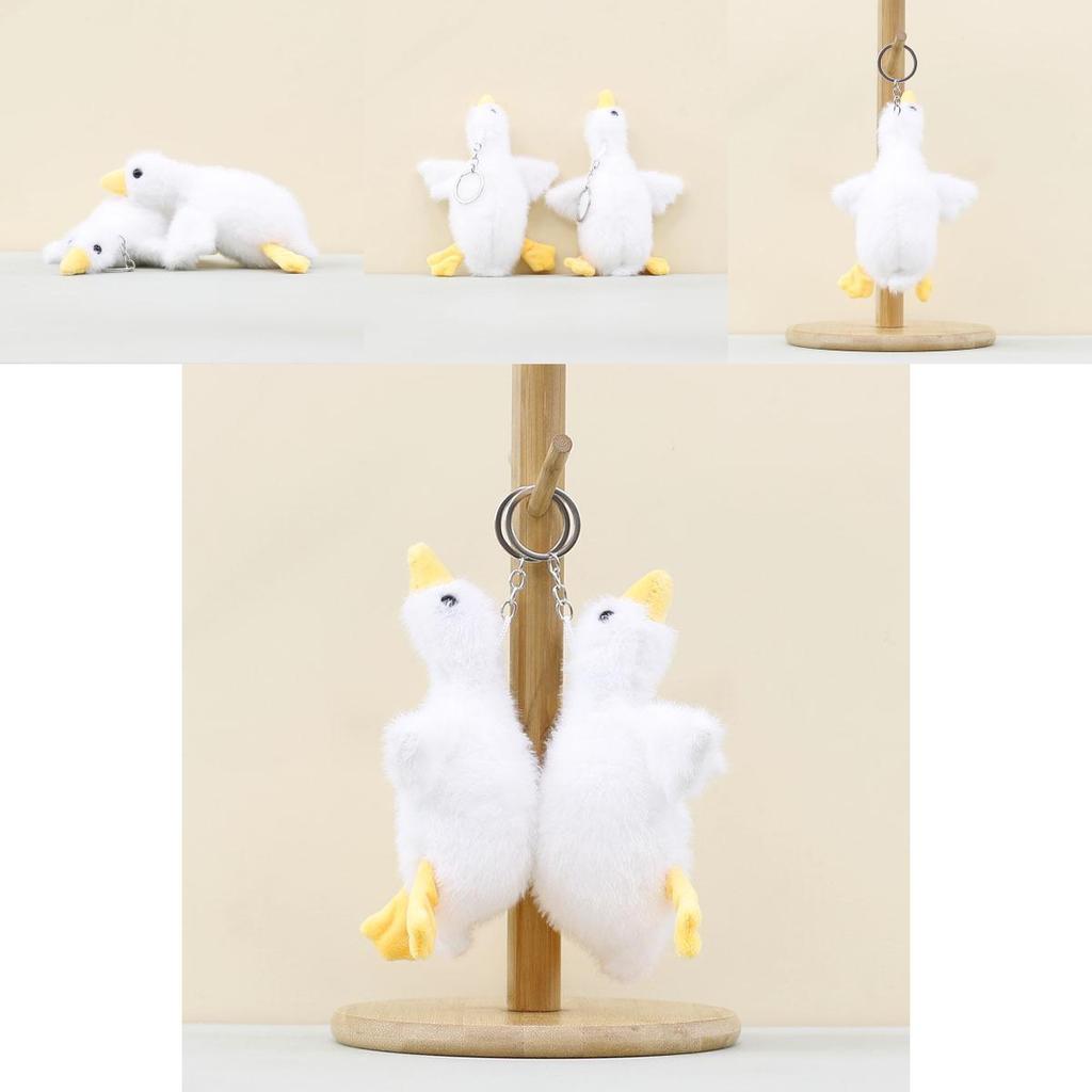 Plush White Goose Hanging Toy With Pp Cotton Fill For Kids Backpack Decor