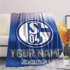1PC Custom Name FC Schalke 04 Patterned Flannel Blanket Suitable For All Seasons for Home Decor Warmth and Comfort Gifts Holiday Present_xia