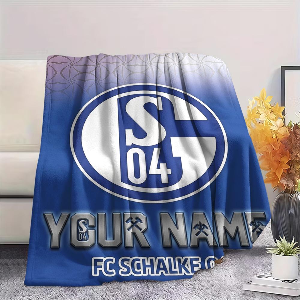 1PC Custom Name FC Schalke 04 Patterned Flannel Blanket Suitable For All Seasons for Home Decor Warmth and Comfort Gifts Holiday Present_xia