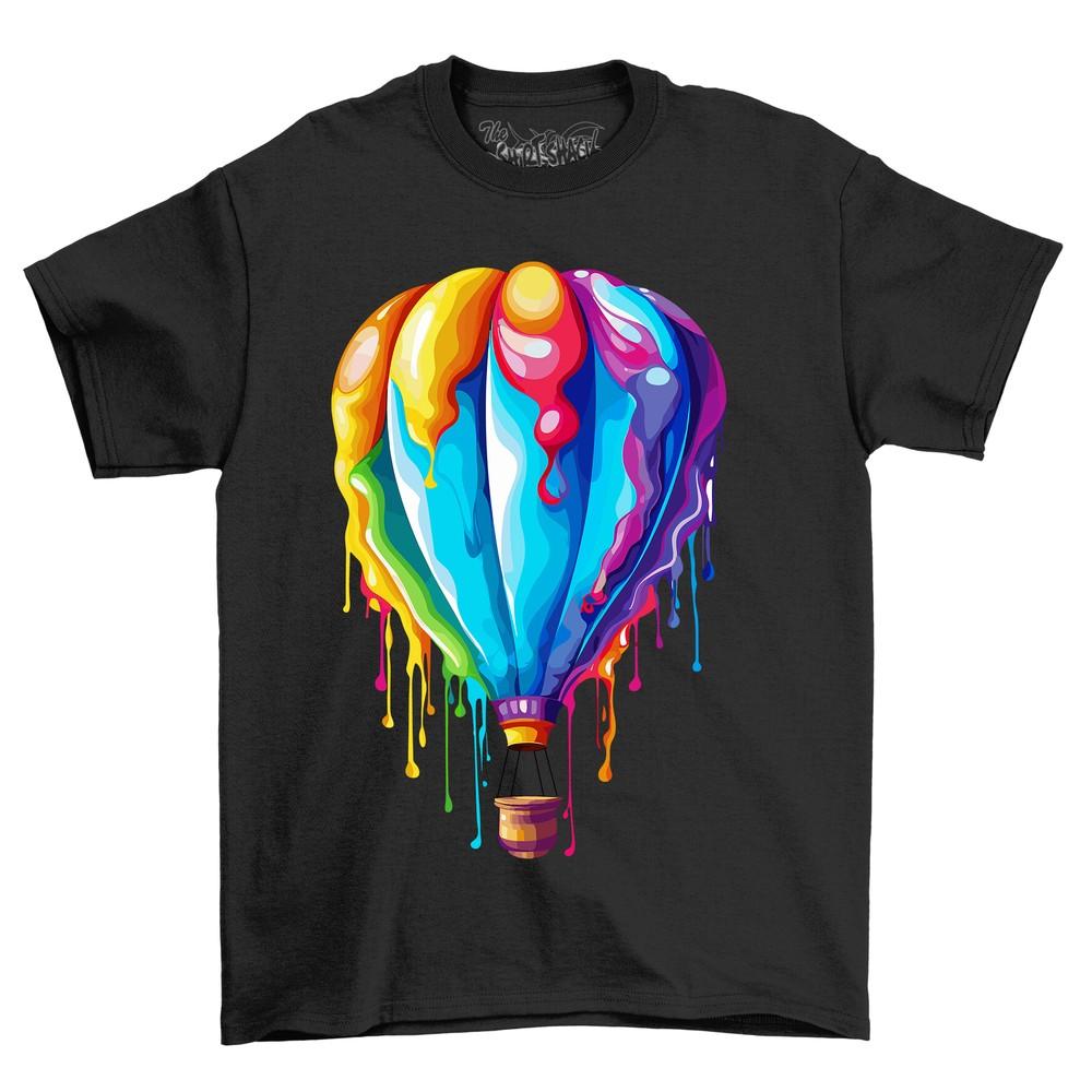Hot Air Balloon Paint Drip Design - Rise Above with This Funny and Colorful T-Sh