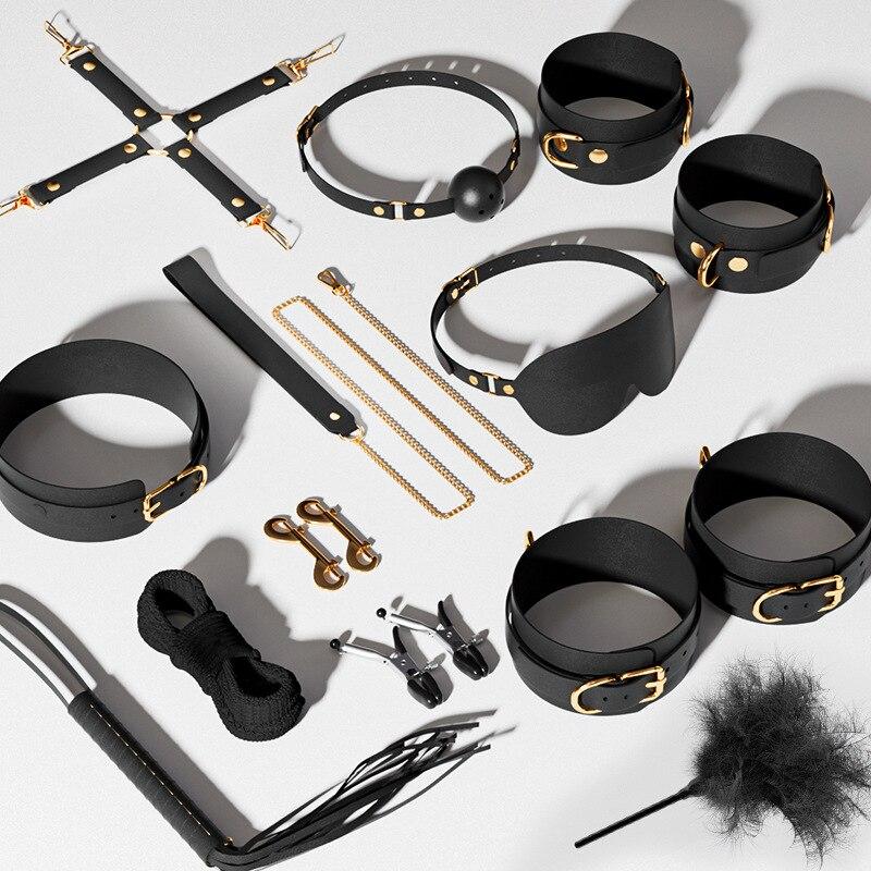 JIUUY Adult SM Sex Products Kits Bondage Gear Collar Butt Oral Erotic Bundle Blindfold Whip Sex BDSM Sex Game for Couples