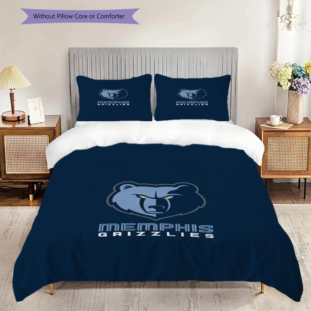 Memphis Grizzlies Bold Fierce Bedding(1 * Duvet Cover + 2 * Pillowcase, Without core)Christmas Birthday Gift Duvet Cover and Pillowcase Bedding Set