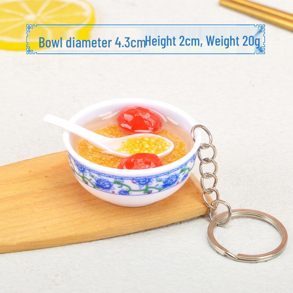 Chinese-Style Edible Toy Keychain: 4cm Simulation Food Bowl Pendant Gift