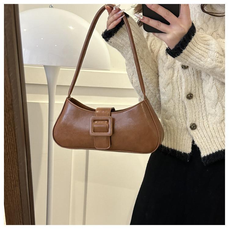 Stylish Minimalist Ins Small Batch Bag Pu Material Street Fashion Shoulder Bag 2023 Winter New Bag