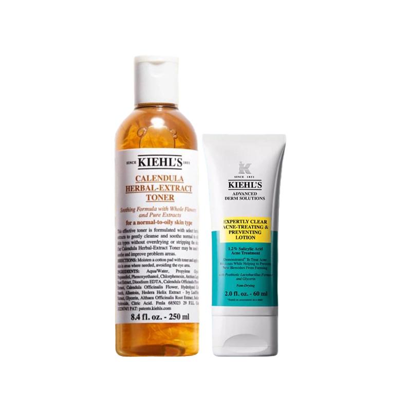 Kiehl s Calendula Herbal-Extract Toner And Expertly Clear Blemish-Treating & Preventing Lotion Toner 250ml + Lotion 60ml