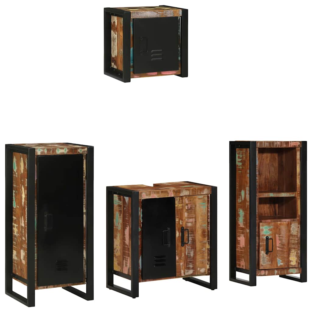 Bathroom Furniture Set with Shelf 4 pcs Solid Reclaimed Wood