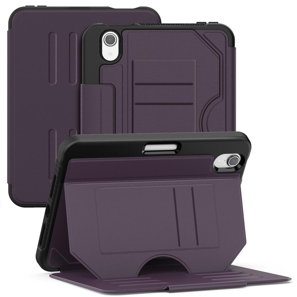 For iPad mini (2024)/(2021) Case with Card Slots PC + TPU + PU U-Shape Stand Tablet Cover