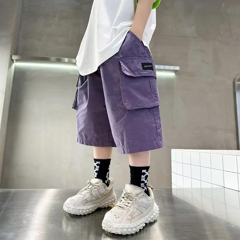 

Boys Trendy Casual Mid-Length Summer Cargo Shorts 120 cm фіолетовий