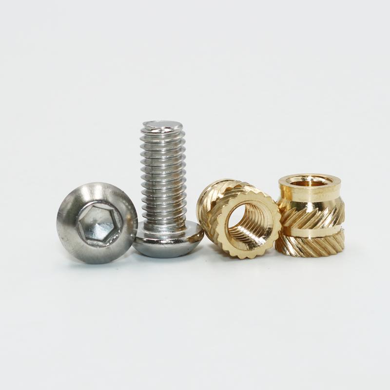 Brass Heat Set Insert Nut Bolt Kit Thread Embedment Copper Nuts and 304 Stainless Steel Hex Socket Screw Hot Melt M2 M2.5 M3 M4