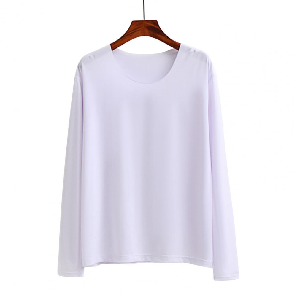 Fall Spring Men Top Seamless Solid Color O Neck Long Sleeves High Stretchy Quick-drying Daily Wear Casual Bottoming T-shirt