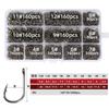 High Quality 1600PCS Premium Fishhooks 10 Sizes Carbon Steel Box With Fishing Hooks W/Portable Plastic Box