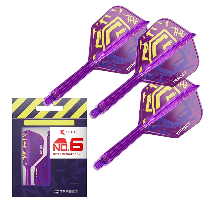 TARGET Darts LUKE LITTLER WORLD CHAMPION KFLEX Flight & Shaft System, No.2/No.6, KFLEX All-in-One Flight 3-Pack, Short (19mm)/In-Bite (26mm)/Medium