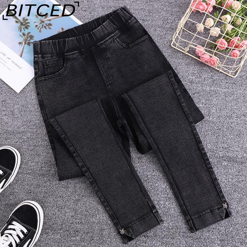 

BITCED Chubby MM Spring Имитация джинсовой ткани женские длинные брюки с маленькой ногой и большим размером, эластичные женские брюки с высокой талией XXXXXXL чёрный