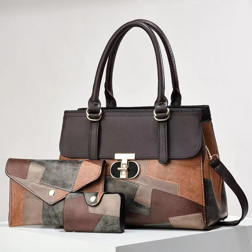 Trendy Color Block Stitching Mother And Child Crossbody Bag With Spacious Design