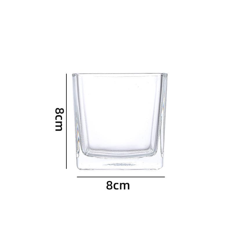 Suport Nou pentru Lumânare din Sticlă - Bază Rotundă, Cupă Aroma Transparentă, Design Pătrat Îngroșat.