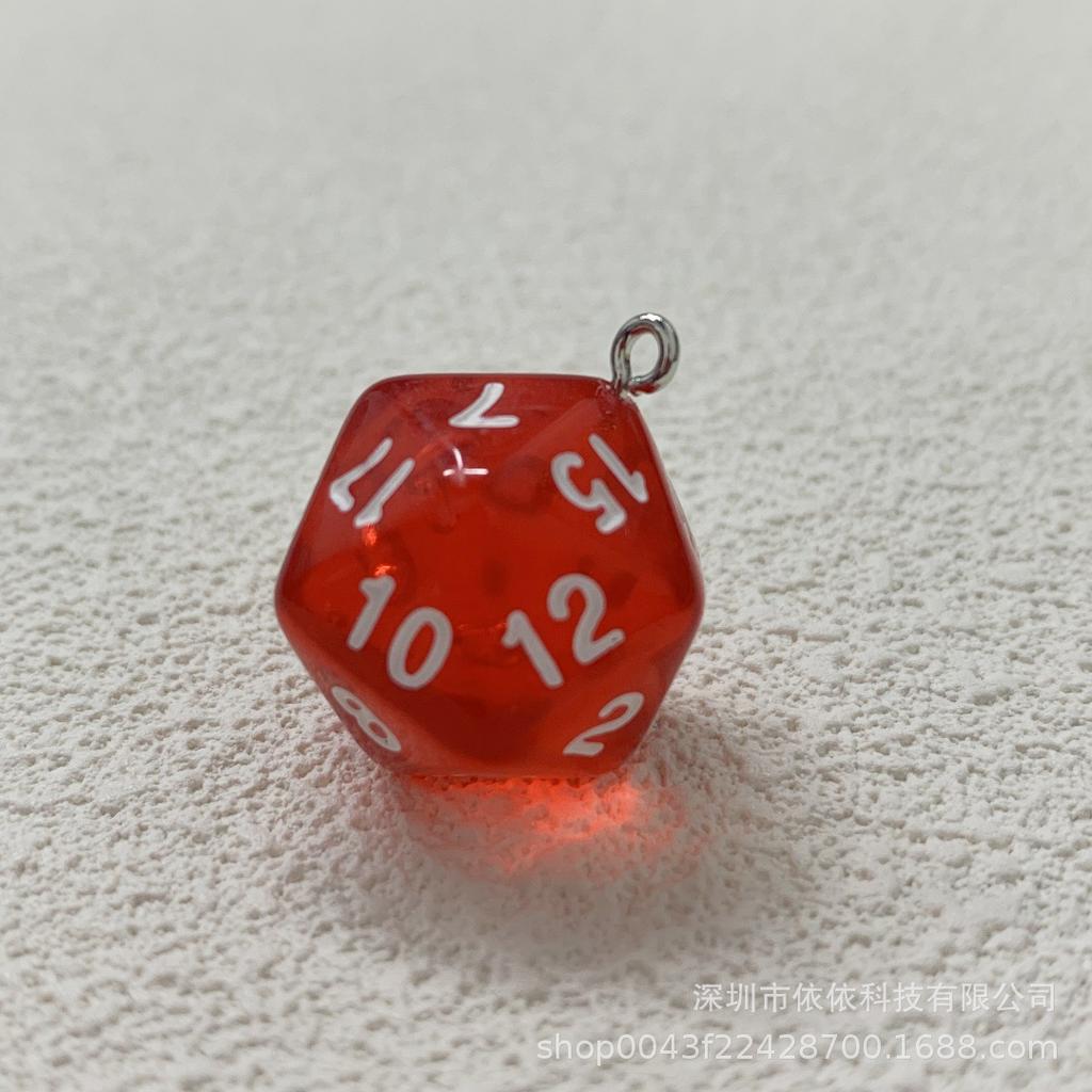 Manufacturer's real shot 20-sided sieve dice transparent solid color multi-sided dice bag pendant earrings keychain DIY accessories