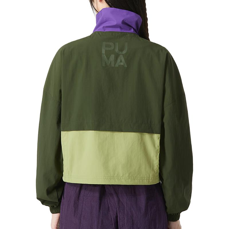 Puma Spalvotas užtrauktukas Sportinis laisvalaikio retro striukė Moteriškos striukės žalia 623469-31