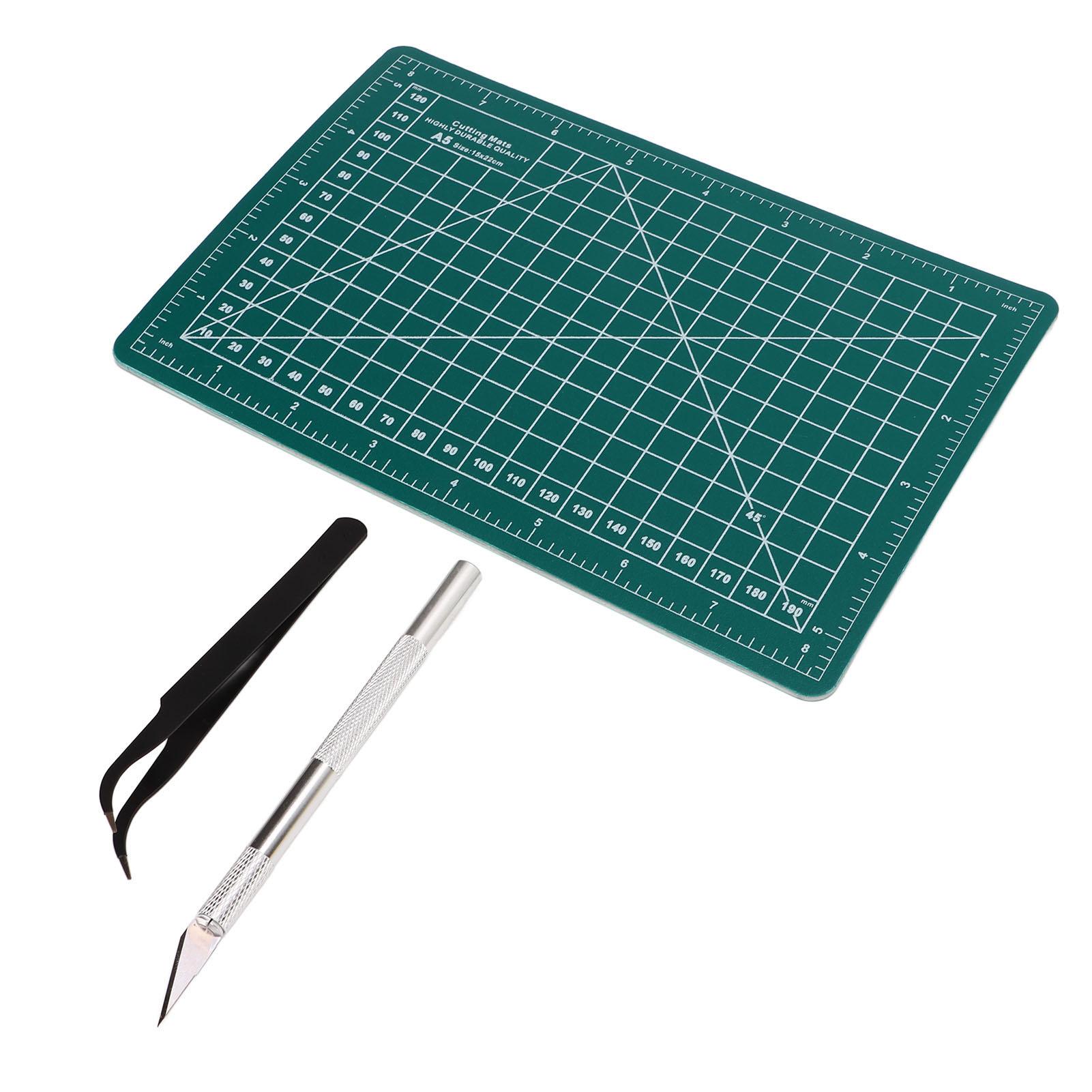 

Craft Knife and Cutting Mat A5 Size Waterproof Mat Steel Blade Widely Used Self Healing Cutting Mat with Tweezers Knife