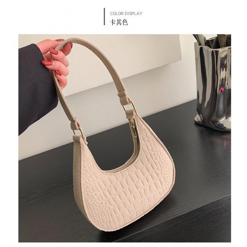 Solid color fashion women's bag trend autumn new stone pattern armpit bag casual shoulder handbag