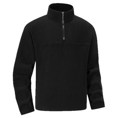 Polar Polar Kapüşonlu Sweatshirt Erkek Düz Renk Yarım Fermuarlı Polar Ceket Dik Yaka Ceket