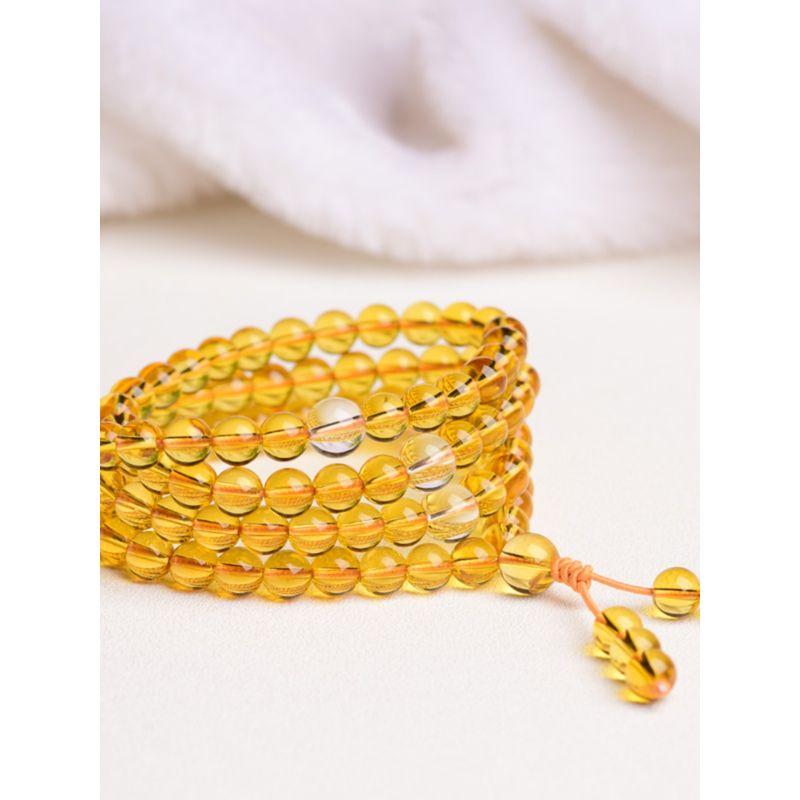 Natural Collection Brazil Citrine Bracelet 108 PCs Buddha Beads Rosary Multi-Wrap Bracelet Men's and Women's Crystal Ornament