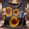 Sunflower Pattern Flannel Blanket Soft High-Definition Digital Print All-Season, Family and Friends Gift Cooling Blanket Soft Breathable 100% Polyeste
