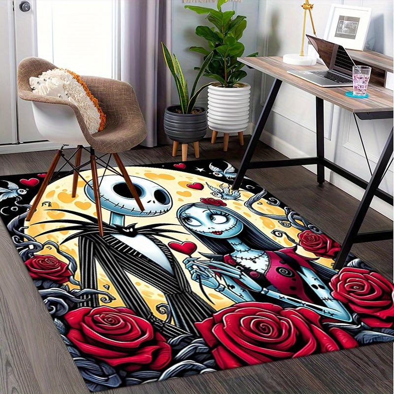 Jack Skellington,Sally,Nightmare Before Christmas Office Carpet Soft Polyester Entrance Carpet Washable Non-slip Machine Washable Indoor Car