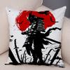 Japan Style Ink Cushion Cover for Sofa Home Double Print Decor Beautiful Scenery Warrior Girl Pillowcase Soft Plush Pillow Case