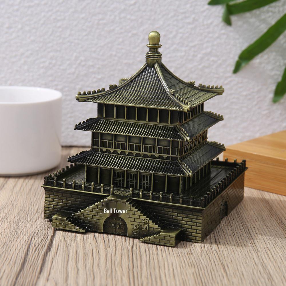 Xi an Bell Tower Metal Model - Shaanxi Souvenir & Creative Gift 11cm x 10cm x 12cm античный бронзовый