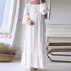2025 Women's Muslim Ruffle Dress: Spring/Autumn New, Bubble Sleeve, Pocketed Hem, Retro Style