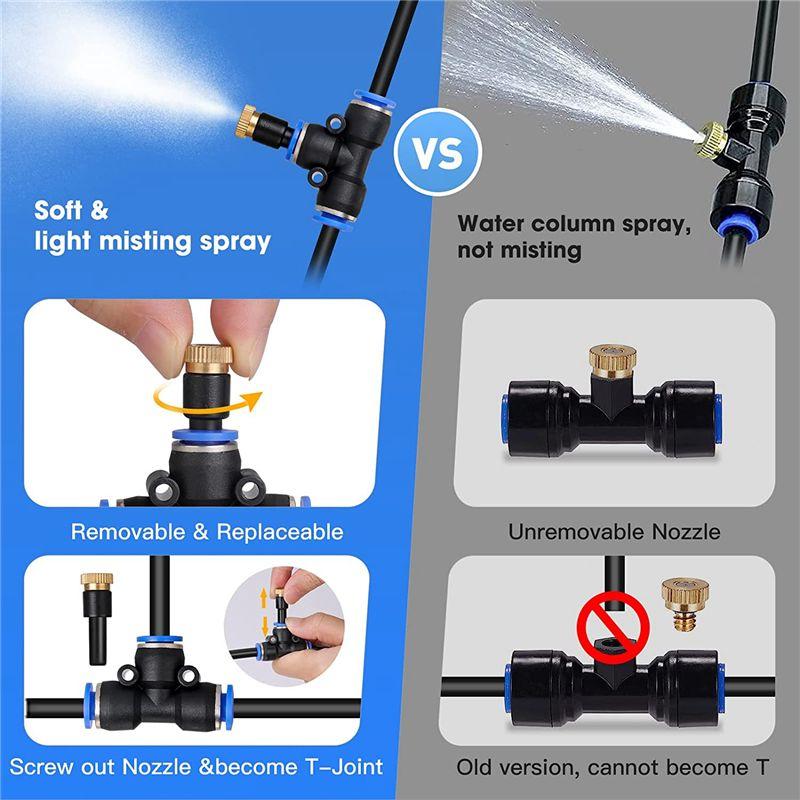 M-Modern-Outdoor Misting System Garden Sprinkler 33FT(10M), DIY Misting Line, 12Pcs Brass Nozzle (3/4Inch), Garden Greenhouse Tr