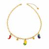 Rural Style Eggplant Corn Fashion Necklaces Color Drip Glue Pendant Necklace Exquisite Round Beads Stainless Steel Jewelry