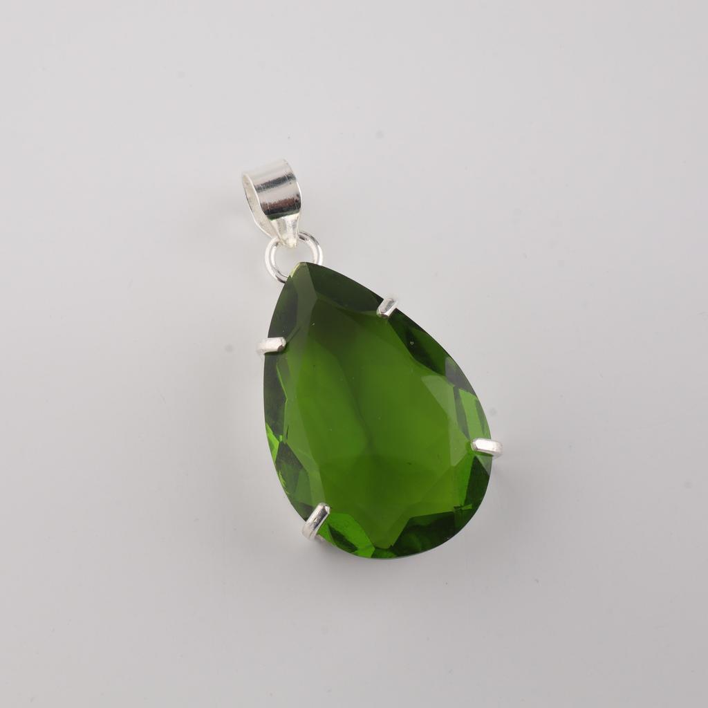 Natural Peridot  Gemstone Silver Women Pendant 1.60" Handmade 925 Sterling Silver Partywear Jewelry For Gift PP-67-1
