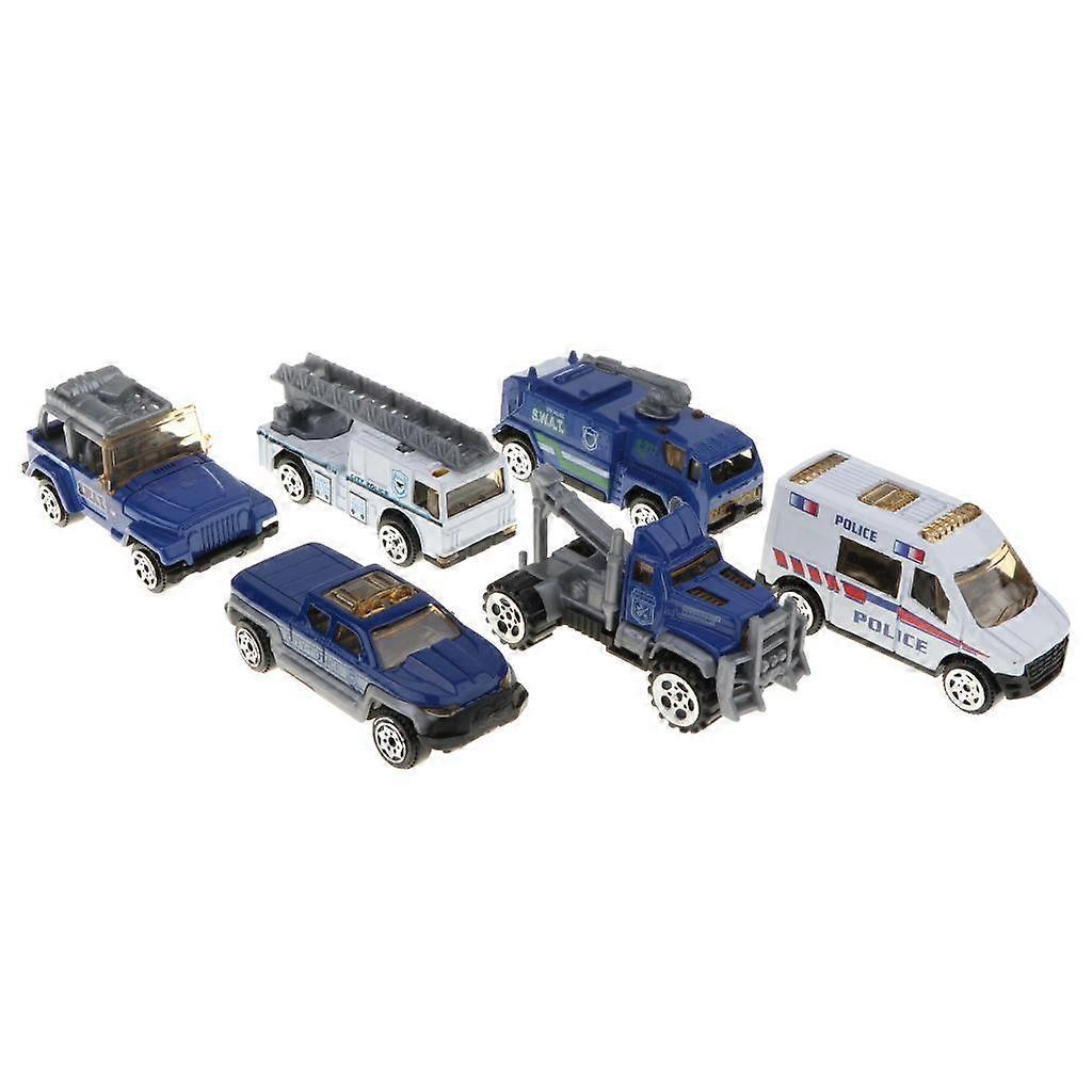 6 Stück Kinder Spielzeug Modell Legierung Druckguss Auto 1:64 Fahrzeugmodelle Set Sammlung Geschenk - Polizeiautos