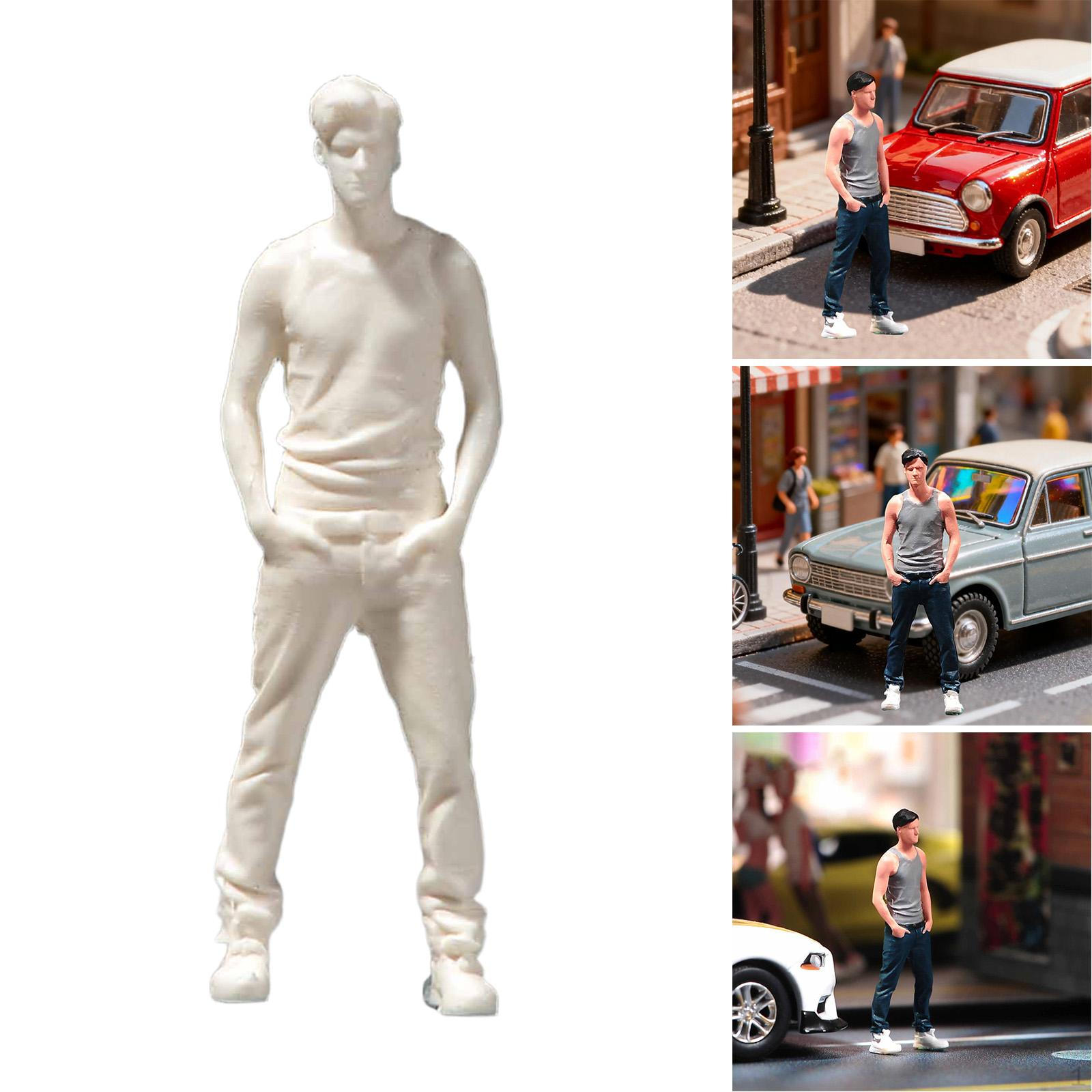 Миниатюрная мужская фигурка 1/64 Люди Реалистичная крошечная модель для фотосъемки unpainted