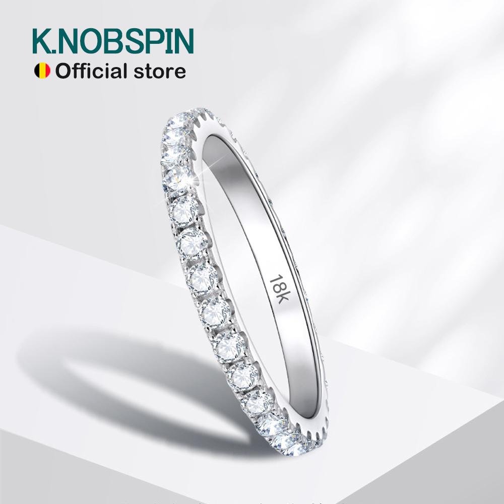 2mm D Color Moissanite Ring Sterling Sliver Solid 18k White Gold Eternity Band Wedding Engagement Rings For Women