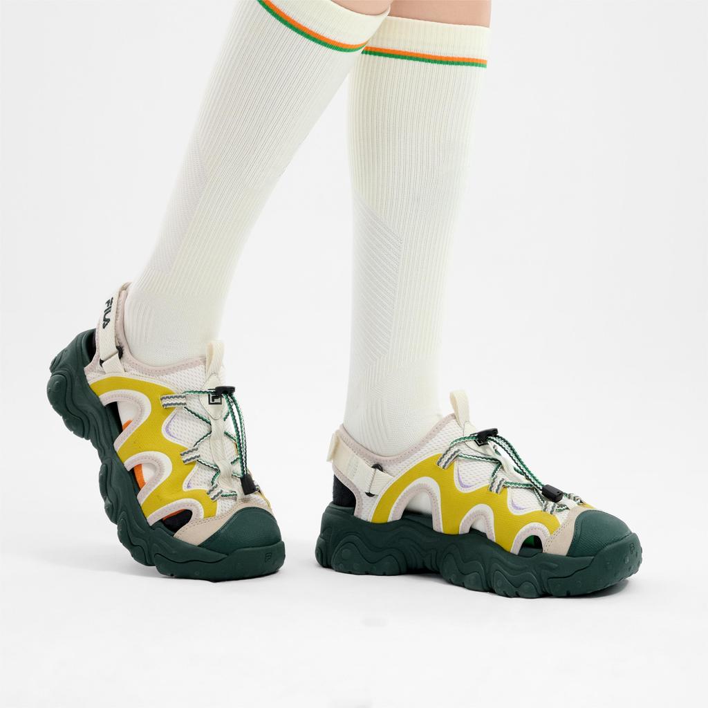 New FILA FLUID 5 SANDAL Beach Sandals Women's White Yellow F12W422402FTY