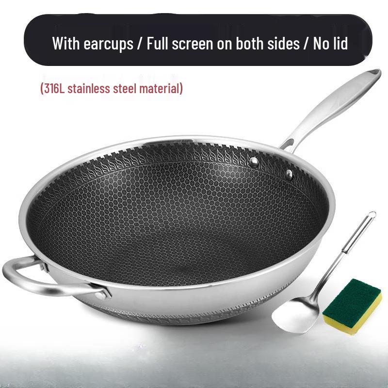 Zhishi 34cm 316 Stainless Steel Wok