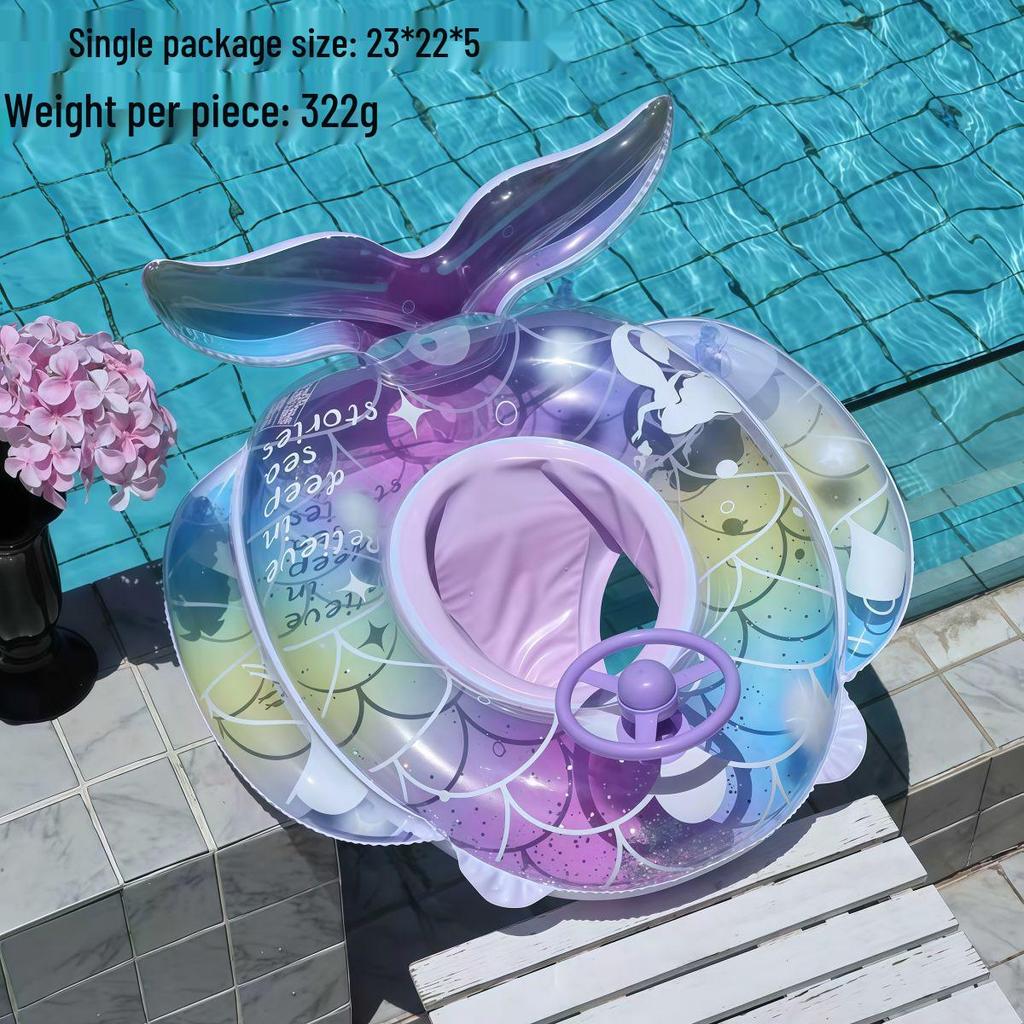 Large Toddler Boat-Themed Swimming Ring with Canopy & Steering Wheel