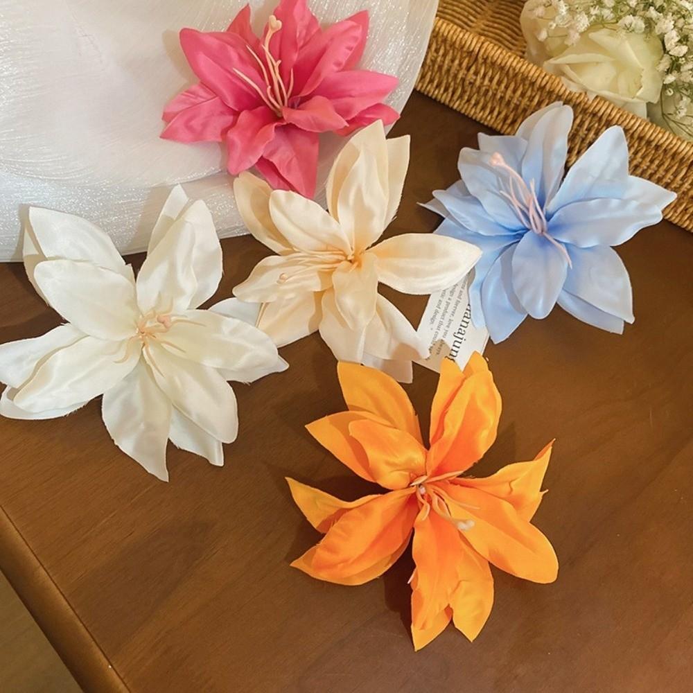 Elegant Sweet Petal Hair Clips Vintage Flower Duckbill Clip Red Fabric Hair Barrettes  Women Use