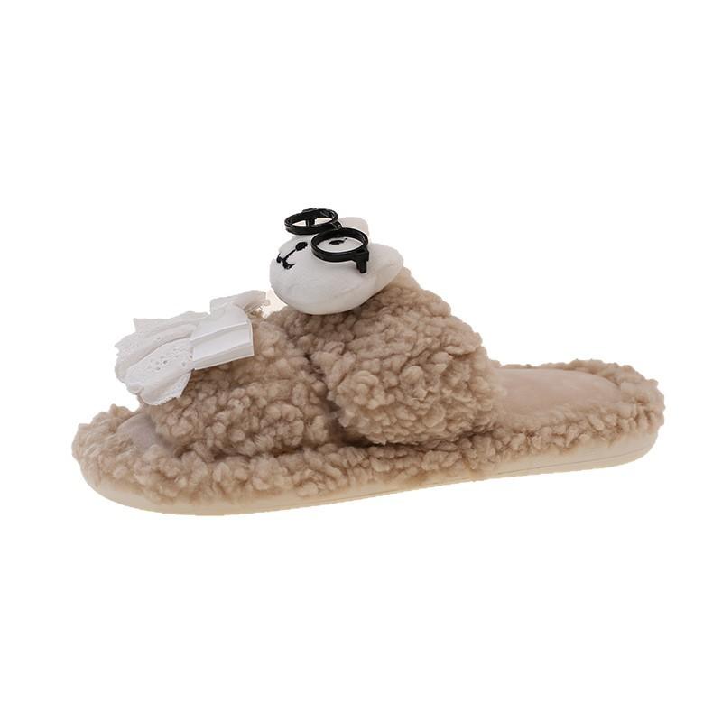 Niche Miffy Rabbit Cute Cartoon Fluffy Shoes for Women's 2025 Autumn and Winter New Thick-soled Outer Wear Warm and Height-increasing Cotton Slippers