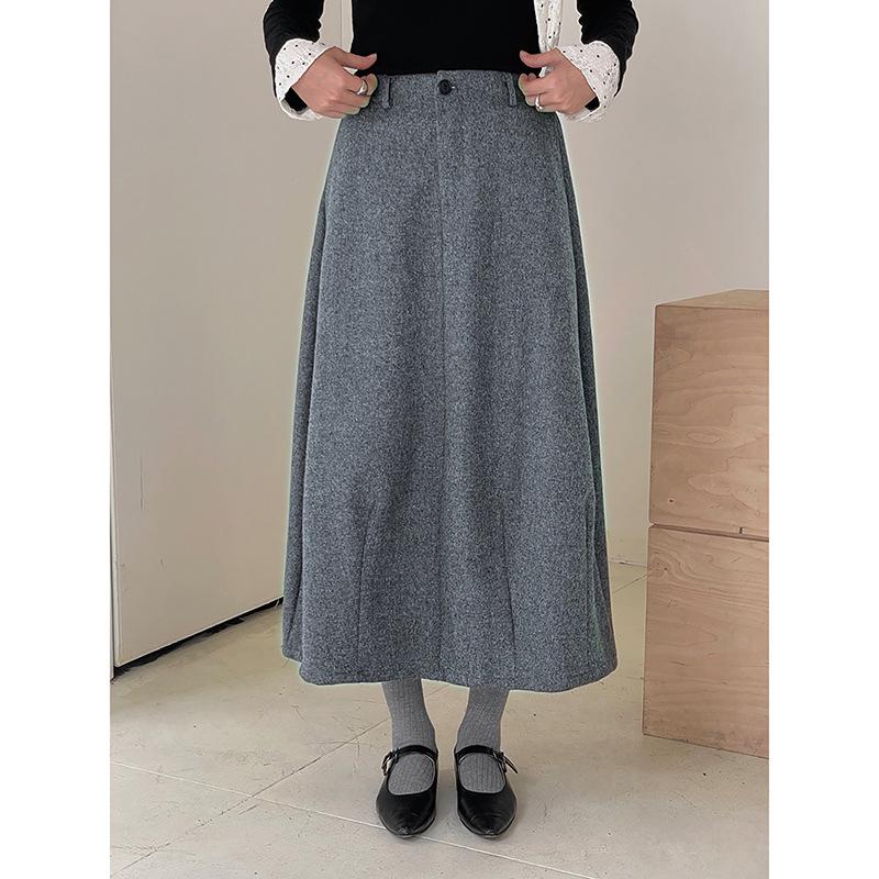 

Waltz Ge Ming Women s 2025 Winter Retro High-Waisted Wool Floral A-Line Skirt L (Waist 110-125 cm) глубокий/серый
