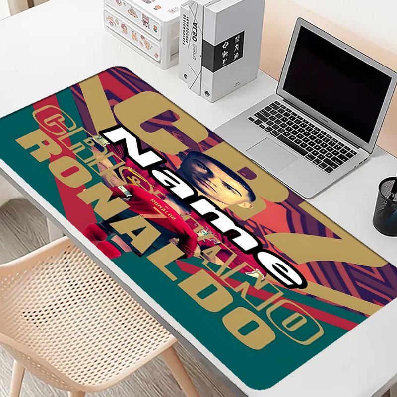 Custom Name Personalized Cristiano Ronaldo Pattern Mousepad, Laptop PC Desk Mat, Decorative Desk Mat for Home Keyboard Pad Gift