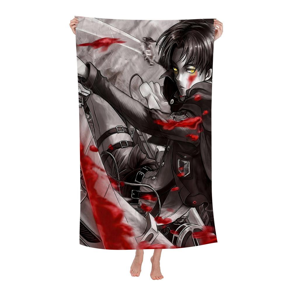 Attack On Titan Levi Ackerman Anime Big Microfiber Beach Towels Quick Dry Towel Sand Beach Towels Pool for Travel Swim Pool