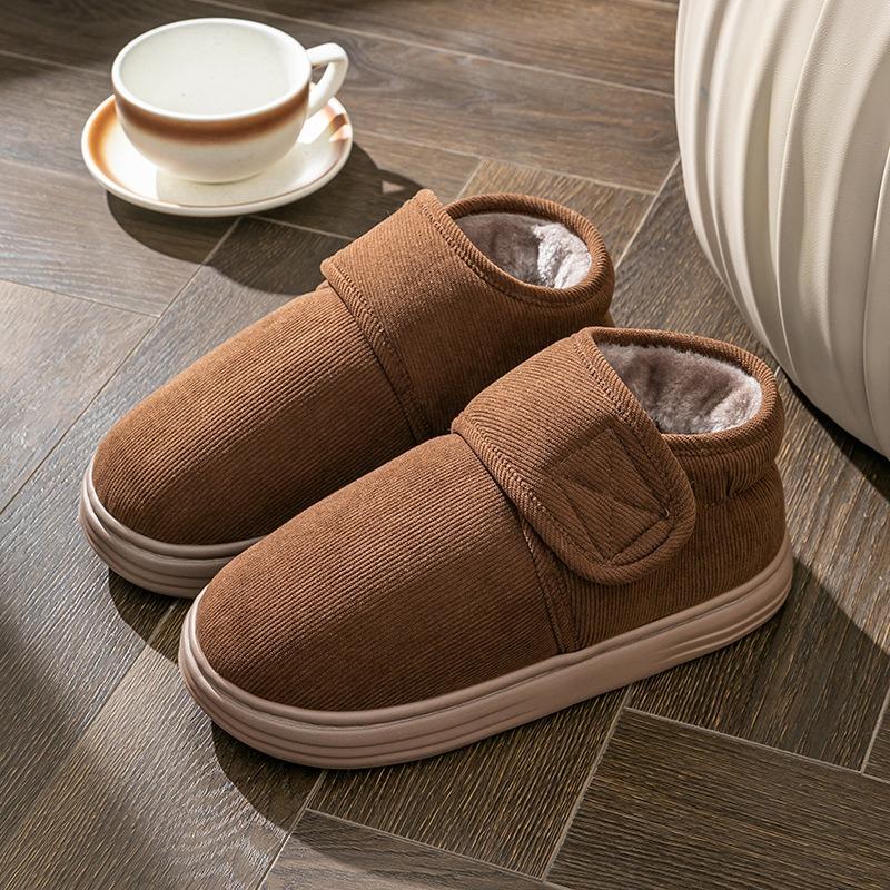 Elderly Cotton Slippers Men's Autumn and Winter Indoor Home Non-slip Piled Thickened Warm Bag and Old-fashioned Cotton Shoes Are Stain-resistant
