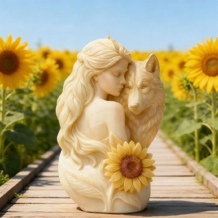 Wolf Girl Flower Silicone Candle Mold Easy Demolding Heat Resistant for Epoxy Resin Making Candle Soap Holiday Presents
