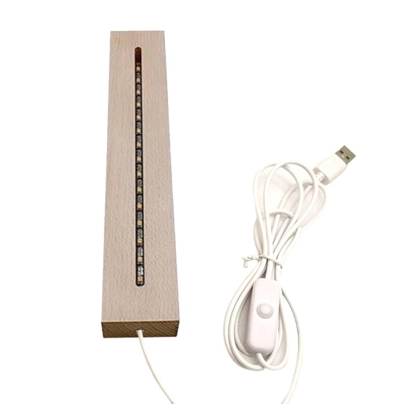 Resin Art Rectangle LED Lights Display Base Pedestal Crystal Wooden Lighted Base Stand Night LED Light Lamp Base LED